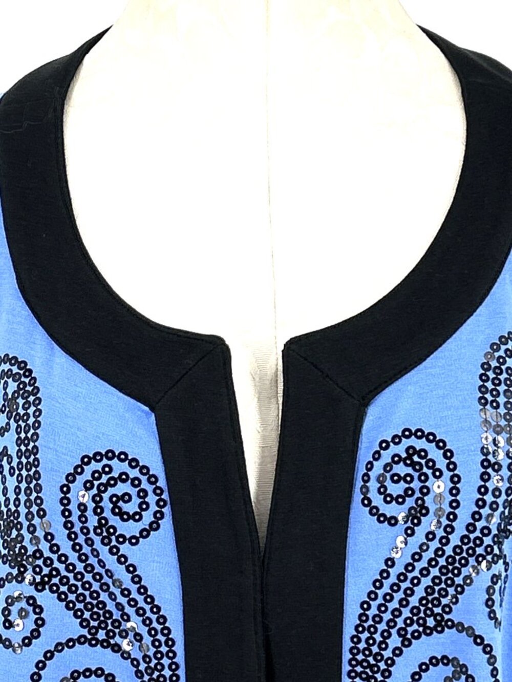 Bob Mackie Womens Cardigan Blue Black Sz 3XL Wearable Art Sequin Embellished - Picture 2 of 7